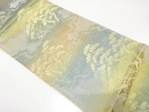 アンティーク　霞に笠松模様織り出し袋帯（着用可）